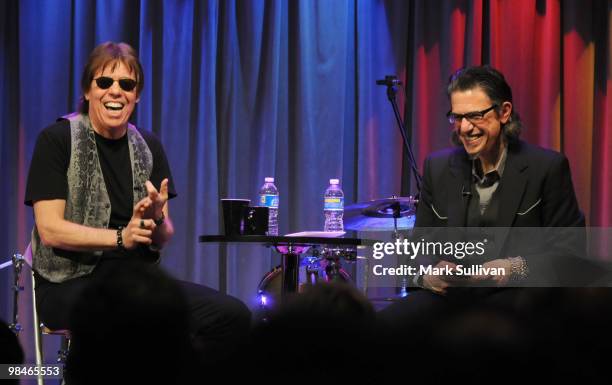 Musician George Thorogood discusses his career with Scott Goldman, vice president of The GRAMMY Foundation at The GRAMMY Museum on April 14, 2010 in...