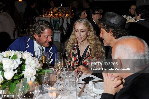 Lapo Elkann, Franca Sozzani and Renzo Rosso attend Stella McCartney And Established & Sons Dinner on April 14, 2010 in Milan, Italy.