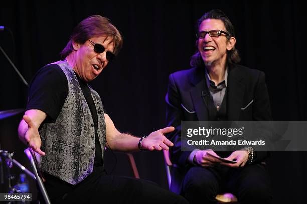 Musician George Thorogood is interviewed by Vice President of MusiCares and the GRAMMY Foundation Scott Goldman before performing onstage at the...