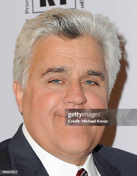 Host Jay Leno attends the American Women in Radio & Television Southern California 2010 Genii Awards at Skirball Cultural Center on April 14, 2010 in...