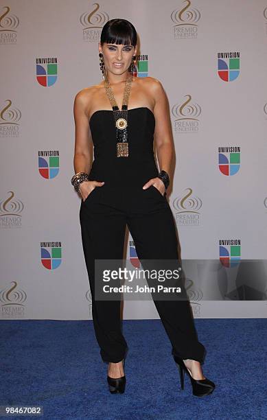 Nelly Furtado poses in the press room at Univisions 2010 Premio Lo Nuestro a La Musica Latina Awards at American Airlines Arena on February 18, 2010...