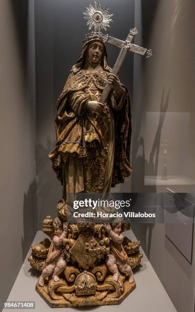 Religious figure on display at "Na Rota Das Catedrais - Construcoes E Identidades" exhibition in D. Luis I gallery of Palacio Nacional da Ajuda on...