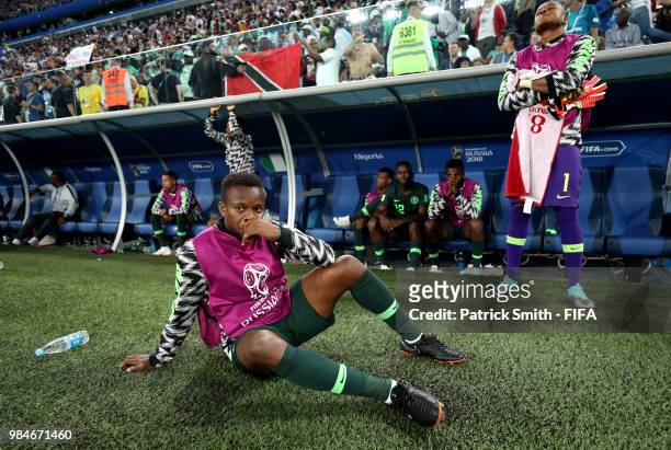 Ogenyi Onazi of Nigeria sits dejected following the 2018 FIFA World Cup Russia group D match between Nigeria and Argentina at Saint Petersburg...
