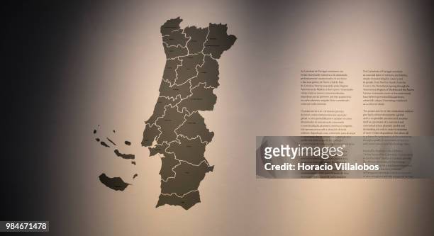 Map of Portugal at the entrance of "Na Rota Das Catedrais - Construcoes E Identidades" exhibition in D. Luis I gallery of Palacio Nacional da Ajuda...