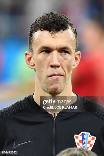 Croatia's forward Ivan Perisic poses ahead of the Russia 2018 World Cup Group D football match between Iceland and Croatia at the Rostov Arena in...