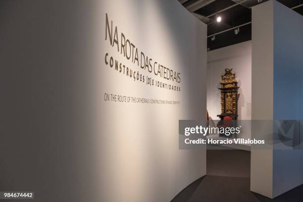 Bishop's seat is seen at the entrance of "Na Rota Das Catedrais - Construcoes E Identidades" exhibition in D. Luis I gallery of Palacio Nacional da...