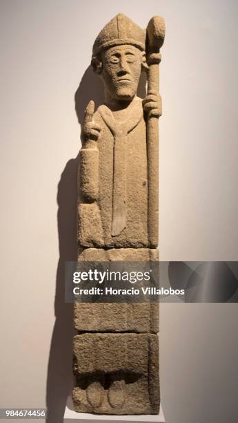 Century sculpture of Dom Joao Peculiar, 5th archbishop of Braga, on display at "Na Rota Das Catedrais - Construcoes E Identidades" exhibition in D....