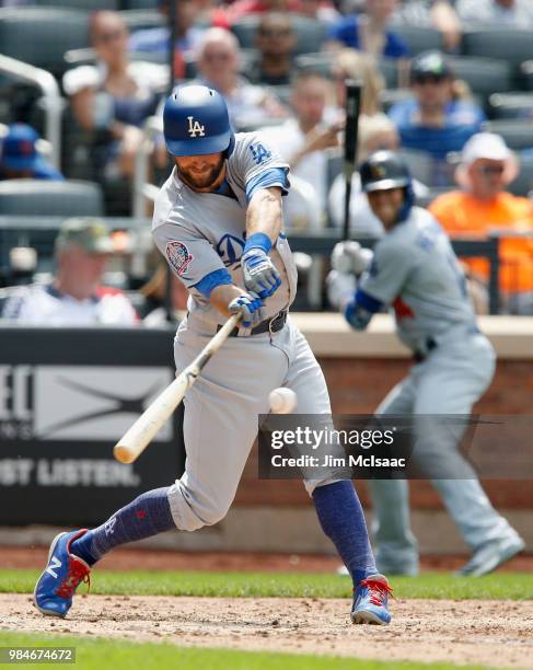 Chris Taylor of the Los Angeles Dodgers in action against the New York Mets at Citi Field on June 24, 2018 in the Flushing neighborhood of the Queens...