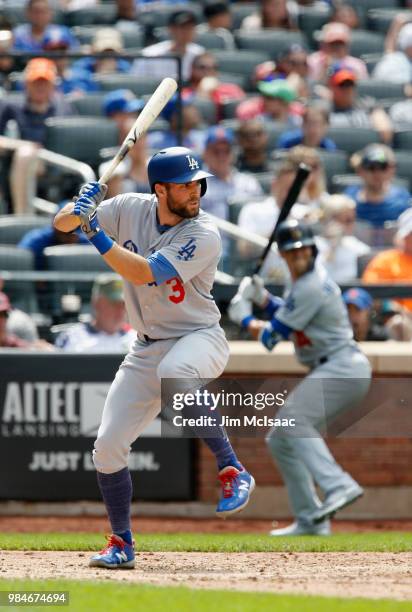Chris Taylor of the Los Angeles Dodgers in action against the New York Mets at Citi Field on June 24, 2018 in the Flushing neighborhood of the Queens...