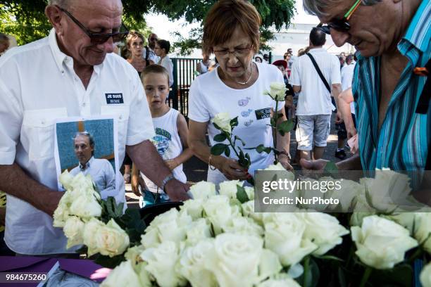 White March in tribute to Hervé Cornara, killed by Yassin Salhi during the terrorist attack of Saint Quentin Fallavier on June 26th in Fontaine sur...