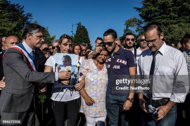 White March in tribute to Hervé Cornara, killed by Yassin Salhi during the terrorist attack of Saint Quentin Fallavier on June 26th in Fontaine sur...