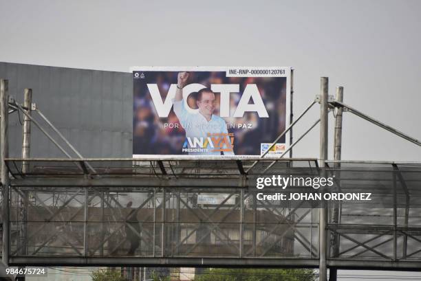 Propaganda of Mexico's presidential candidate Ricardo Anaya, standing for the "Mexico al Frente", coalition of the PAN-PRD-Movimiento Ciudadano...