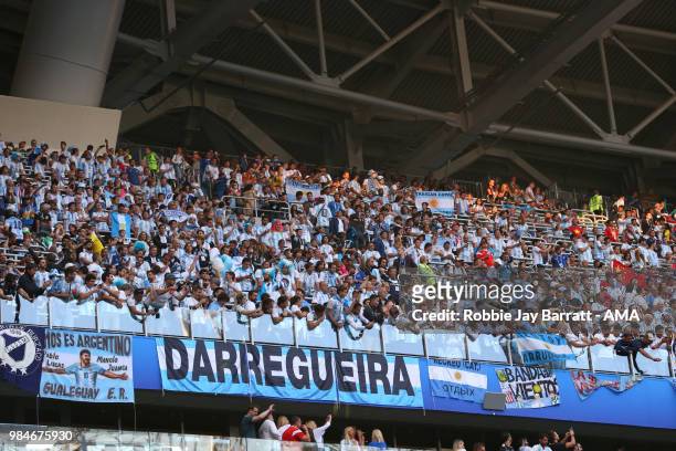 General View of Argentina fans and flags during the 2018 FIFA World Cup Russia group D match between Nigeria and Argentina at Saint Petersburg...