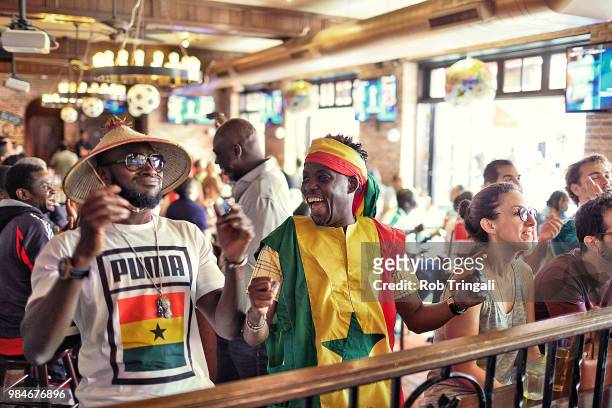 World Cup: View of Senegal fans victorious, watching Group Stage - Group E match vs Japan. Astoria, NY 6/24/2018 CREDIT: Rob Tringali