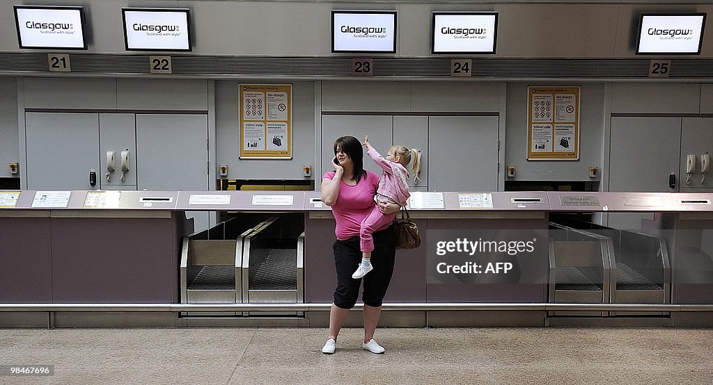 Empty Check-In counters are pictured at