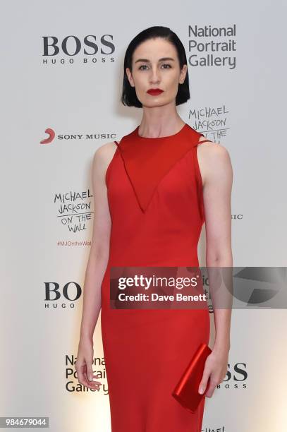 Erin O'Connor attends a private view of the "Michael Jackson: On The Wall" exhibition sponsored by HUGO BOSS at the National Portrait Gallery on June...