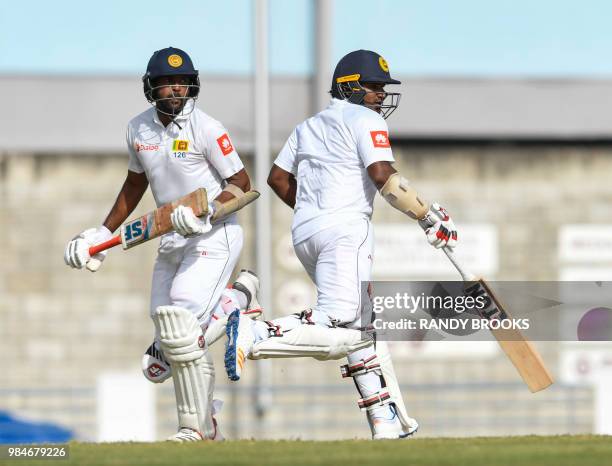 Dilruwan Perera and Kusal Perera partnership during day 4 of the 3rd Test between West Indies and Sri Lanka at Kensington Oval, Bridgetown, Barbados,...