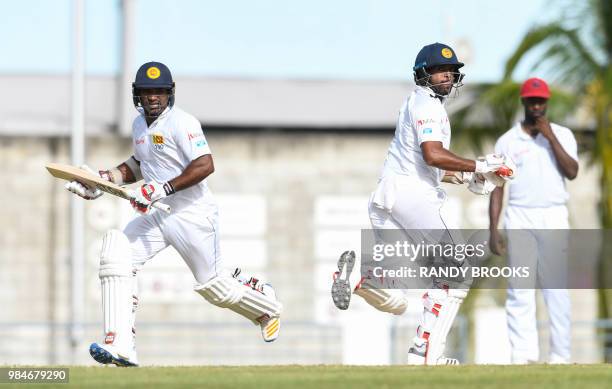 Kusal Perera and Dilruwan Perera partnership during day 4 of the 3rd Test between West Indies and Sri Lanka at Kensington Oval, Bridgetown, Barbados,...