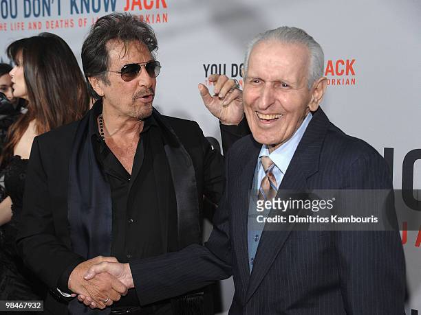 Al Pacino and Dr. Jack Kevorkian attend the premiere of HBO Film's "You Don't Know Jack" at the Ziegfeld Theatre on April 14, 2010 in New York City.