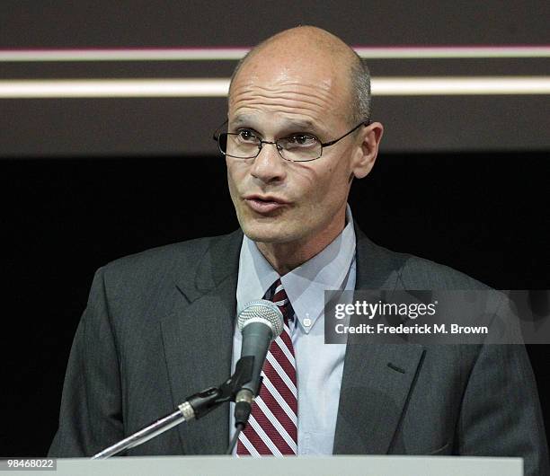 Tom Feuer speaks during the American Women in Radio and Television 2010 Genii Awards at the Skirball Cultural Center on April 14, 2010 in Los...