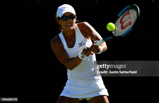 Arina Rodionova of Australia plays against Jaqueline Cristian of Romania during Wimbledon Championships Qualifying - Day 2 at The Bank of England...