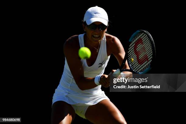 Arina Rodionova of Australia plays against Jaqueline Cristian of Romania during Wimbledon Championships Qualifying - Day 2 at The Bank of England...