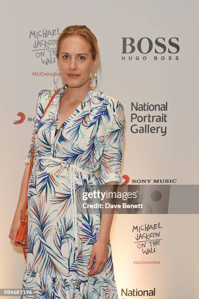 Polly Morgan attends a private view of the "Michael Jackson: On The Wall" exhibition sponsored by HUGO BOSS at the National Portrait Gallery on June...