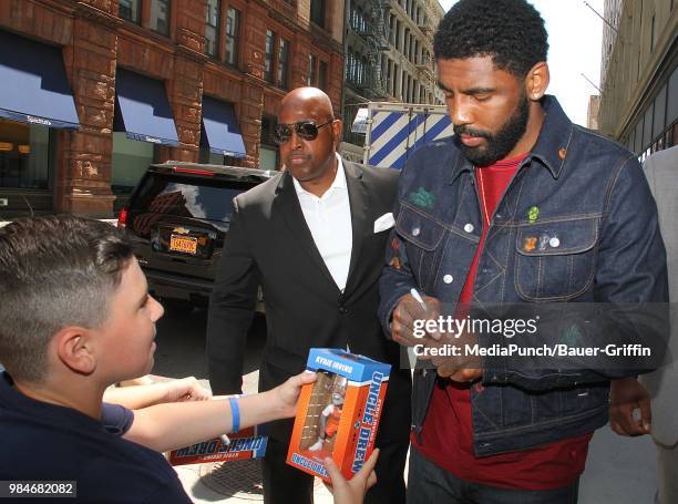 Kyrie Irving is seen on June 26, 2018 in New York City.