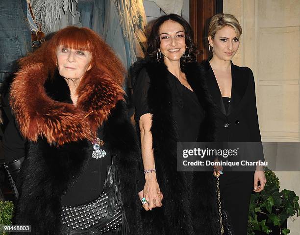 Sonia Rykiel, Nathalie Rykiel and guest attend the Ralph Lauren dinner to celebrate a flagship store opening at Boulevard St Germain on April 14,...