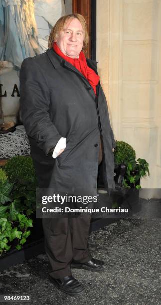 Actor Gerard Depardieu attends the Ralph Lauren dinner to celebrate a flagship store opening at Boulevard St Germain on April 14, 2010 in Paris,...