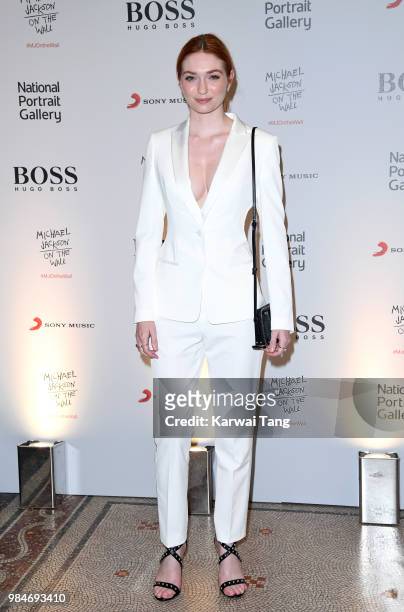 Eleanor Tomlinson attends the 'Michael Jackson: On The Wall' Private View sponsored by HUGO BOSS at the at National Portrait Gallery on June 26, 2018...