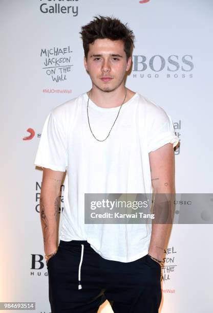 Brooklyn Beckham attends the 'Michael Jackson: On The Wall' Private View sponsored by HUGO BOSS at the at National Portrait Gallery on June 26, 2018...