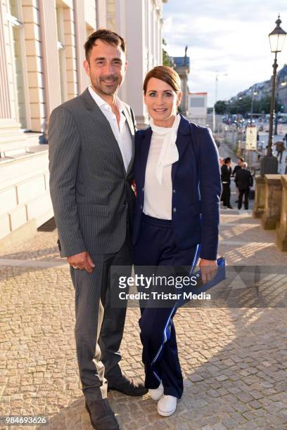 Anja Kling and her boyfriend Oliver Haas attend the BURDA Summer Party on June 26, 2018 in Berlin, Germany.