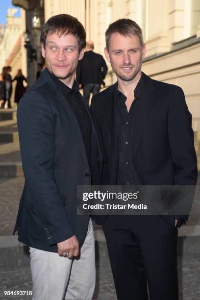 Vinzenz Kiefer and Axel Schreiber attend the BURDA Summer Party on June 26, 2018 in Berlin, Germany.