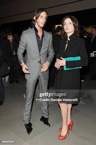 Vladimir Restoin Roitfeld and Violante Placido attend Richard Hambleton Exhibition during Milan Fashion Week Womenswear Autumn/Winter 2010 show on...