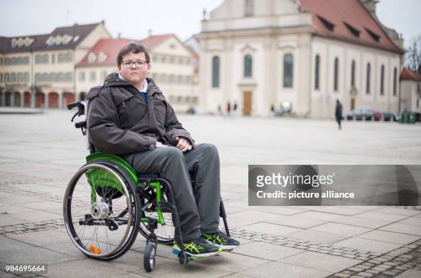 Jochen Knoop seen in Ludwigsburg, Germany, 12 January 2018. After a video shoot for a school project, Jochen was pushed by a fellow pupil and fell on...