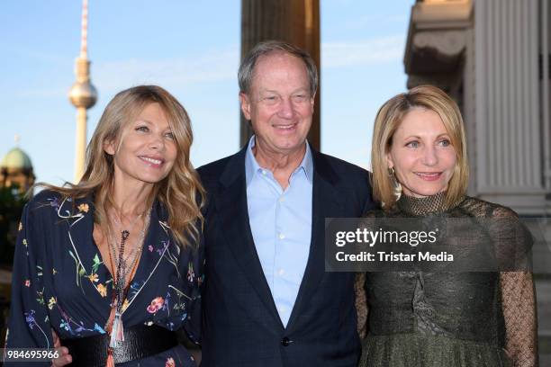 Ursula Karven, John B. Emerson and his wife Kimberly Marteau Emerson attend the BURDA Summer Party on June 26, 2018 in Berlin, Germany.