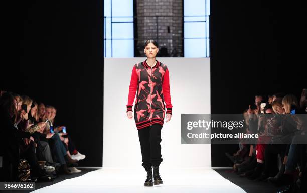 Models present the Fall/Winter 2018 collection of the Italian fashion label "Cashmere Victim" during Fashion Week in Berlin, Germany, 16 January...