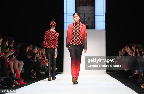 Models present the Fall/Winter 2018 collection of the Italian fashion label "Cashmere Victim" during Fashion Week in Berlin, Germany, 16 January...