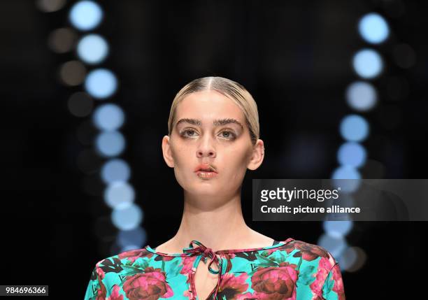 Models present the Fall/Winter 2018 collection of the Italian fashion label "Cashmere Victim" during Fashion Week in Berlin, Germany, 16 January...