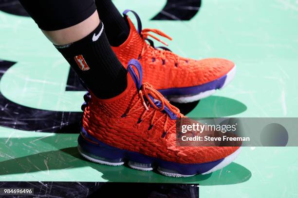 Sneakers of Marie Gulich of the Phoenix Mercury before the game against the New York Liberty on June 26, 2018 at Westchester County Center in White...