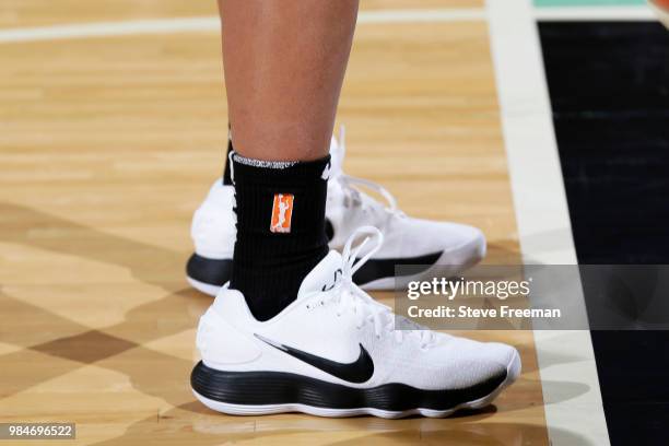 Sneakers of Briann January of the Phoenix Mercury before the game against the New York Liberty on June 26, 2018 at Westchester County Center in White...