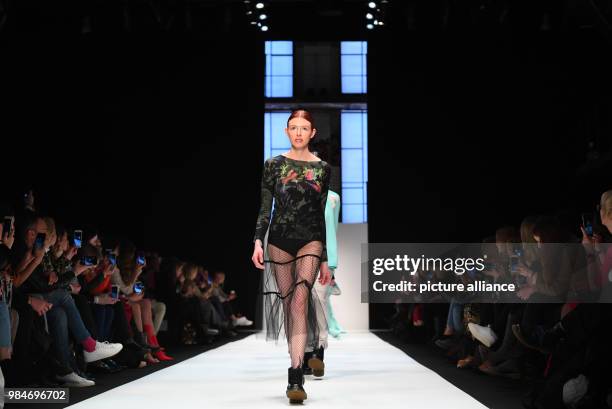 Models present the Fall/Winter 2018 collection of the Italian fashion label "Cashmere Victim" during Fashion Week in Berlin, Germany, 16 January...