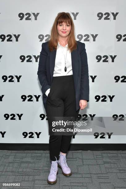 Amber Tamblyn attends Amber Tamblyn: "Any Man" Book Release & Conversation with Jodi Kantor at 92nd Street Y on June 26, 2018 in New York City.