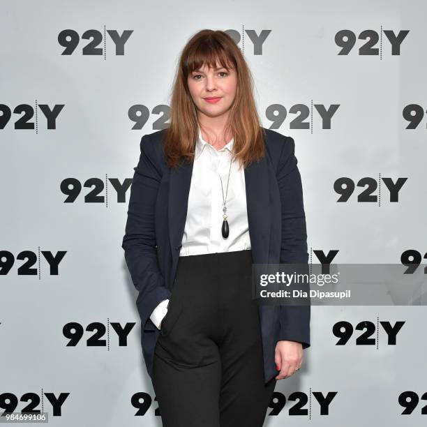 Amber Tamblyn attends Amber Tamblyn: "Any Man" Book Release & Conversation with Jodi Kantor at 92nd Street Y on June 26, 2018 in New York City.