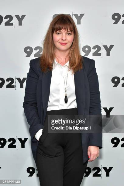 Amber Tamblyn attends Amber Tamblyn: "Any Man" Book Release & Conversation with Jodi Kantor at 92nd Street Y on June 26, 2018 in New York City.
