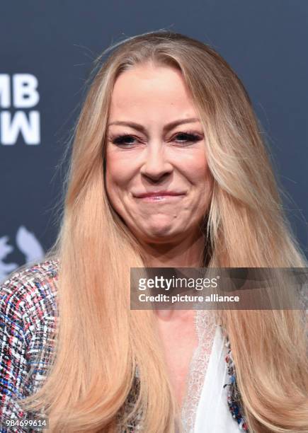 Actress Jenny Elvers arrives for the Riani fashion show during the Mercedes Benz Fashion Week at the ewerk in Berlin, Germany, 16 January 2018....