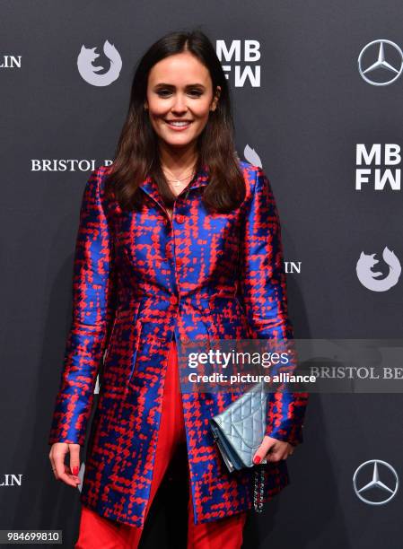 Laura Noltemeyer arrives for the Riani fashion show during the Mercedes Benz Fashion Week at the ewerk in Berlin, Germany, 16 January 2018. Photo:...