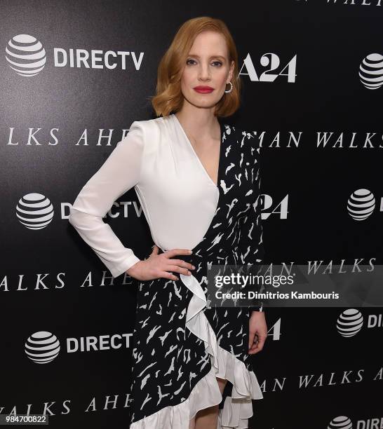 Jessica Chastain attends The "Woman Walks Ahead" New York Screening at the Whitby Hotel on June 26, 2018 in New York City.