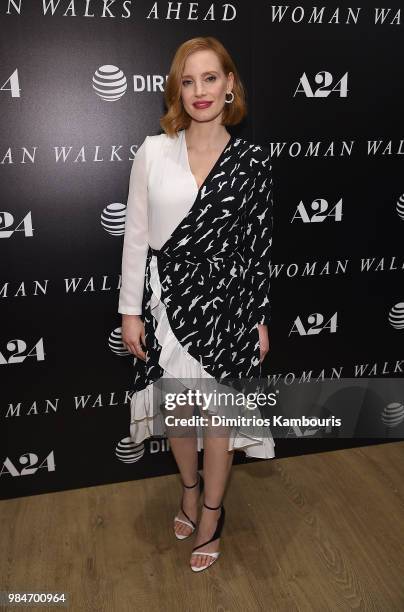 Jessica Chastain attends The "Woman Walks Ahead" New York Screening at the Whitby Hotel on June 26, 2018 in New York City.